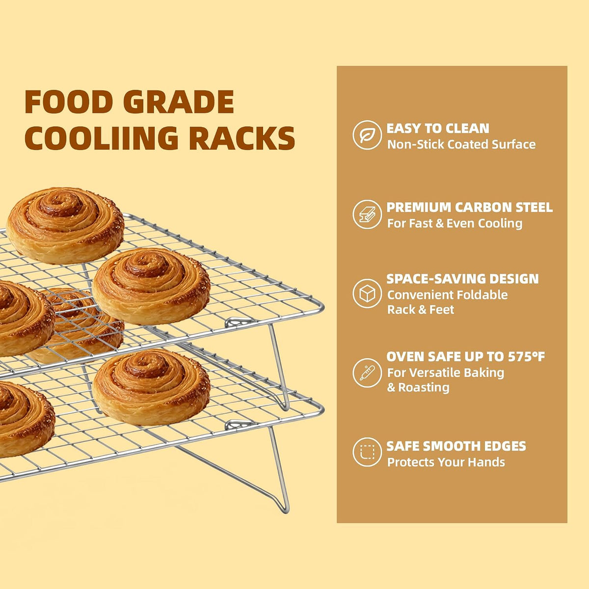 Cooling Rack 16"x10", 3-Tier Stackable & Collapsible Cooling Racks