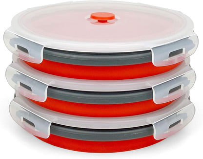 CARTINTS 1200ml Large Collapsible Meal Prep Containers, Reusable Silicone Food Storage Containers, Stackable Fridge Storage Containers, With Leakproof Lids, Microwave and Freezer Safe, Blue