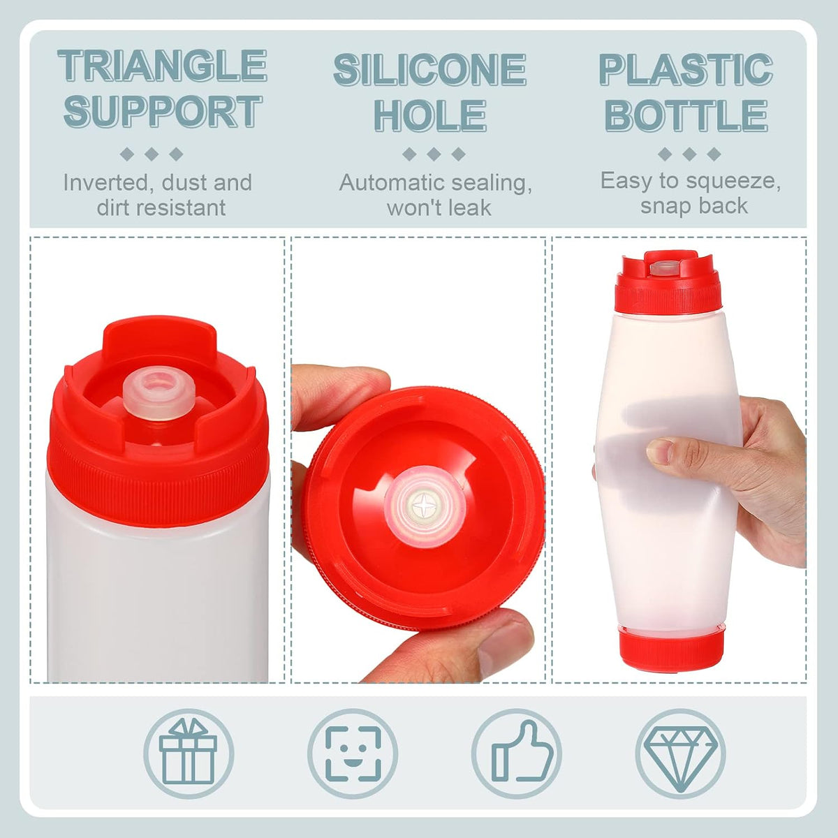 Sabary 3 Pcs 16 oz Inverted Condiment Squeeze Bottles for Sauces, Black