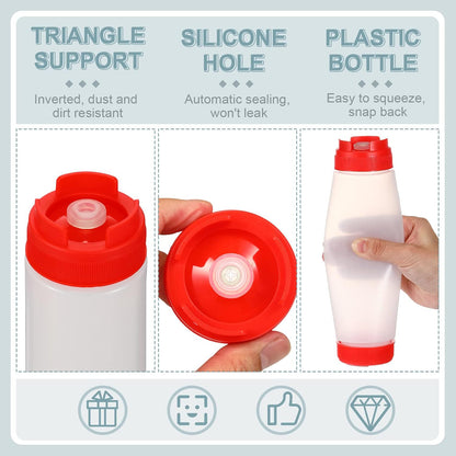 Sabary 3 Pcs 16 oz Inverted Condiment Squeeze Bottles for Sauces, Black