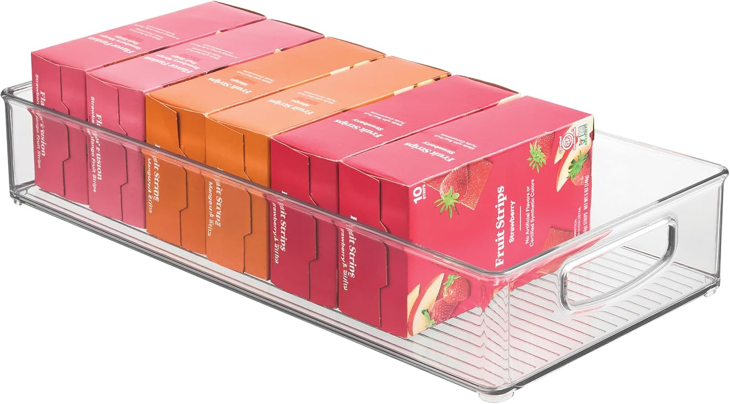 iDesign Slim Extra Long Clear Storage Bin, Narrow Stackable Organizer for Kitchen or Pantry