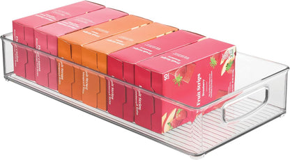 iDesign Slim Extra Long Clear Storage Bin, Narrow Stackable Organizer for Kitchen or Pantry