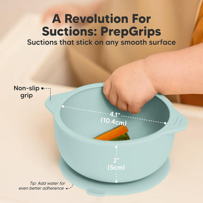 KeaBabies 2-Pack Baby Bowls with Suctions, Lids - Silicone Toddler Suction Bowls for Baby Boy, Girl, Kids, Food Grade Silicone, BPA-Free, Dishwasher Safe, Toddler Eating Essentials (Terracotta)