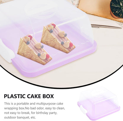 Transparent Square Cake Storage Box Portable Plastic Cake Container Safe and Dustproof Dessert Carrier for Birthday Parties and Kitchen Countertop Use