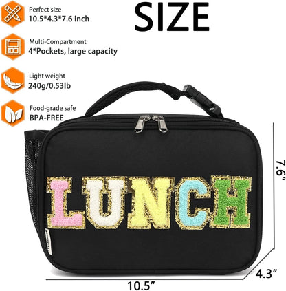 GYEUKHAM Insulated Lunch Box for School, Thermal Reusable Durable Freezable Lunch Bags for Kids Boys Girls Men Women - Small Soft Cooler Portable Lunch Tote Kit for Work Picnic Travel,Black