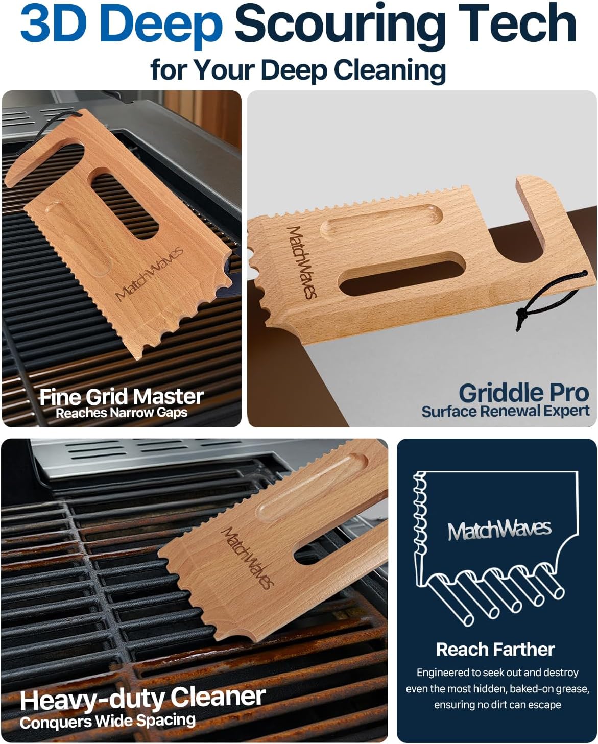 Grill Scraper for Traeger Grills, Grill Grate Cleaner - Safe Bristle-Free Grill Cleaning Tool