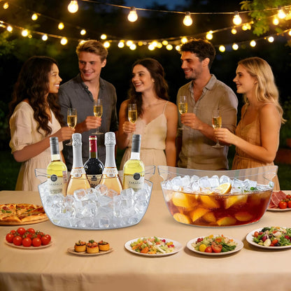Ice Buckets for Parties 2 Packs,Portable Ice Bucket with Scoops, Thick Champagne Cooler,Drink Buckets for Cocktail Bar,Mimosa Bar Supplies,Beverage Tub Chiller for Wine,Beer (Clear, 5.5L)