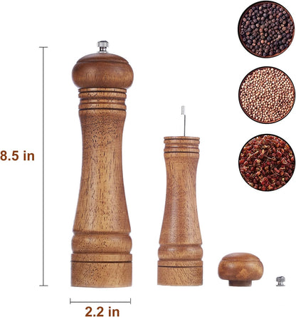 Gulex Wood Pepper Grinder Pepper Mill Adjustable Coarseness 8 Inch Retro