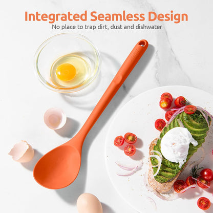600ºF Heat Resistant Silicone Spoons: U-Taste 13.3in Solid & Slotted Kitchen Cooking Tool, Nonstick Long Rubber Utensil, Sturdy for Mixing, Serving, Stirring, Frying, Basting (Aqua Sky, 2PCS)