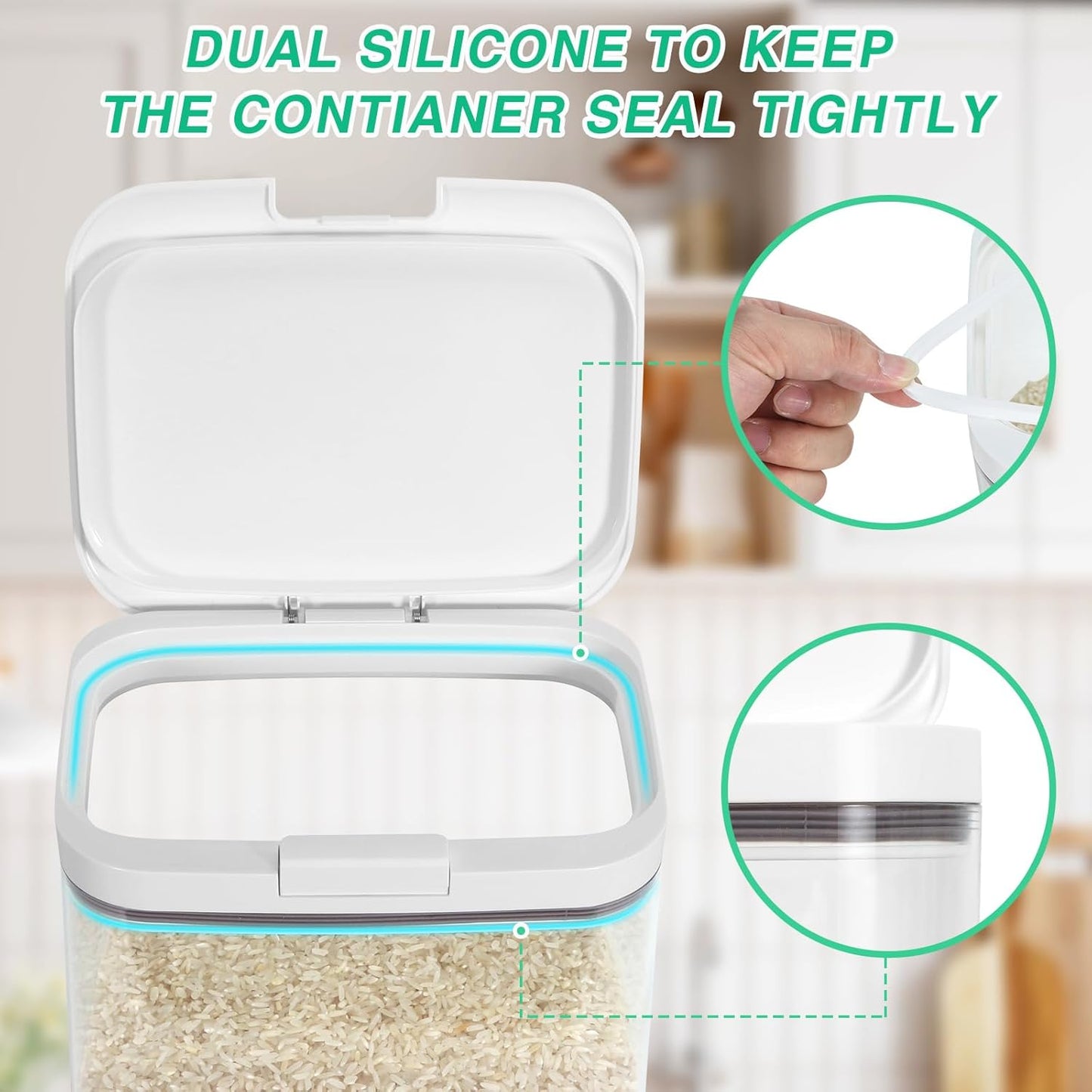 TBMAXS Versatile Storage Container Bin with Pop-up Lid & Scoop, Rice Flour Container Dog Cat Food Storage Container, Laundry Room Organization Household Essentials Kitchen Pantry Organizers