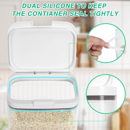 TBMAXS Versatile Storage Container Bin with Pop-up Lid & Scoop, Rice Flour Container Dog Cat Food Storage Container, Laundry Room Organization Household Essentials Kitchen Pantry Organizers