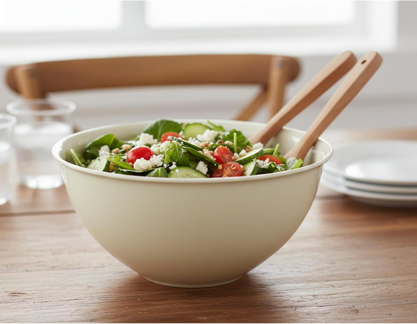 Tribello Large Mixing bowls 5-Quart 169oz - Plastic Salad/Mixing/Serving Bowl 1 pack