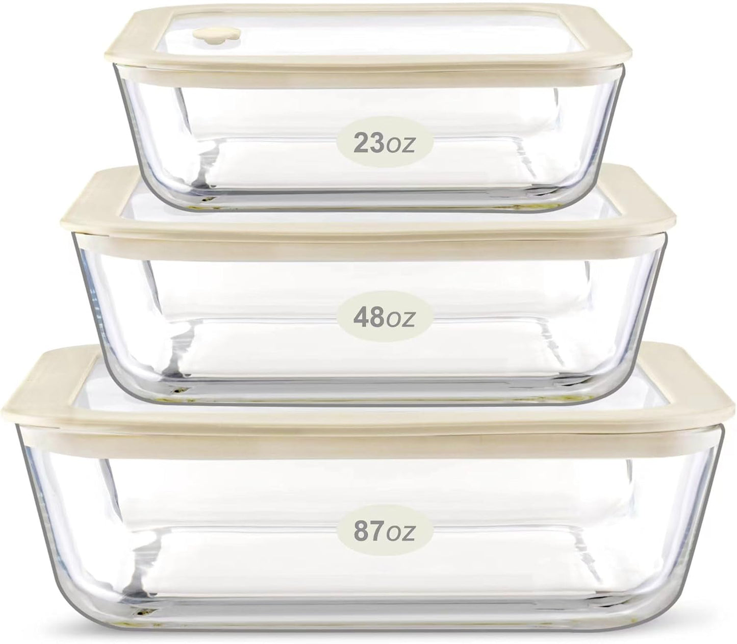 Urban Green Glass Food Container Set with Glass Lid, 4 Pack, Food Storage Containers Set, Airtight, LeakProof, 100% Plastic Free, Meal Prep Containers (White Color)