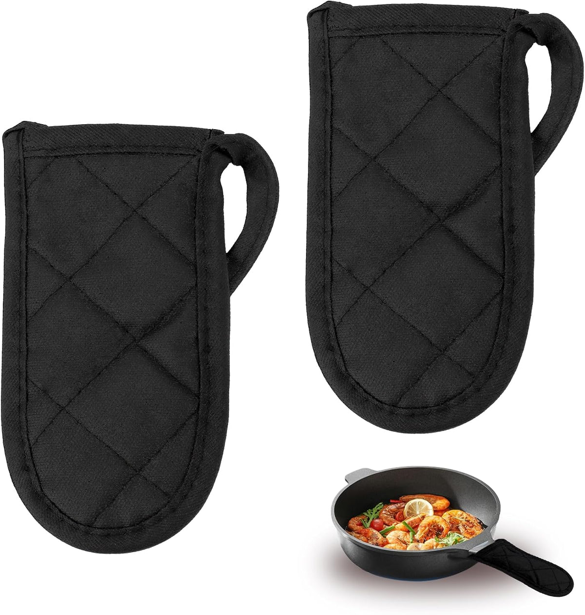 Cast Iron Handle Cover 2 Pcs Cast Irons Skillet Handle Covers, Pot Holders Heat Resistant, Cast Irons Handle Sleeve, Pot Handle Cover, Pan Handle Sleeve for Kitchen Cooking Baking BBQ Cookwares Black