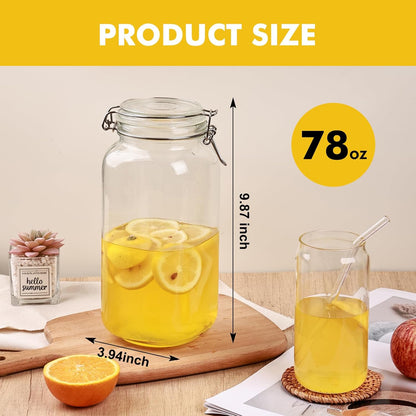 Glass Food Storage Jars 37 oz Set of 6,Glass Storage Containers Clear Glass Food Canister with Bamboo Lid Airtight For Serving Tea, Coffee, Flour, Sugar, Candy, Cookie, Spice and More (Square)