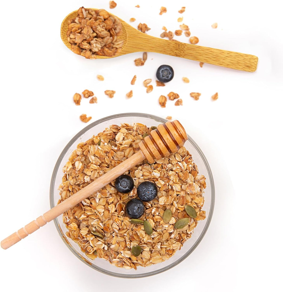 BLUE TOP 20PCS Wooden Honey Dipper Stick 6 Inch Individually Wrapped Honey Stirrer Stick,Honeycomb Sticks,Honey Wand for Honey Jar Dispense Drizzle Honey and Wedding Party Favors Gift.