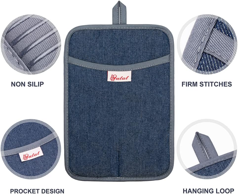 Yutat Silicone Oven Mitts - Oven Mitts and Pot Holders Sets Made of Non-Slip & BPA-Free Silicone, High Heat Resistant 500 Degrees, Perfect for Kitchen Cooking Baking BBQ, Peak Green
