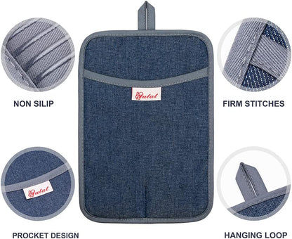 Yutat Silicone Oven Mitts - Oven Mitts and Pot Holders Sets Made of Non-Slip & BPA-Free Silicone, High Heat Resistant 500 Degrees, Perfect for Kitchen Cooking Baking BBQ, Peak Green