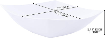 PLASTICPRO Disposable Square Serving Bowls, Party Snack or Salad Bowl, Plastic Clear or White Pack of 4 (16 OUNCE, White)