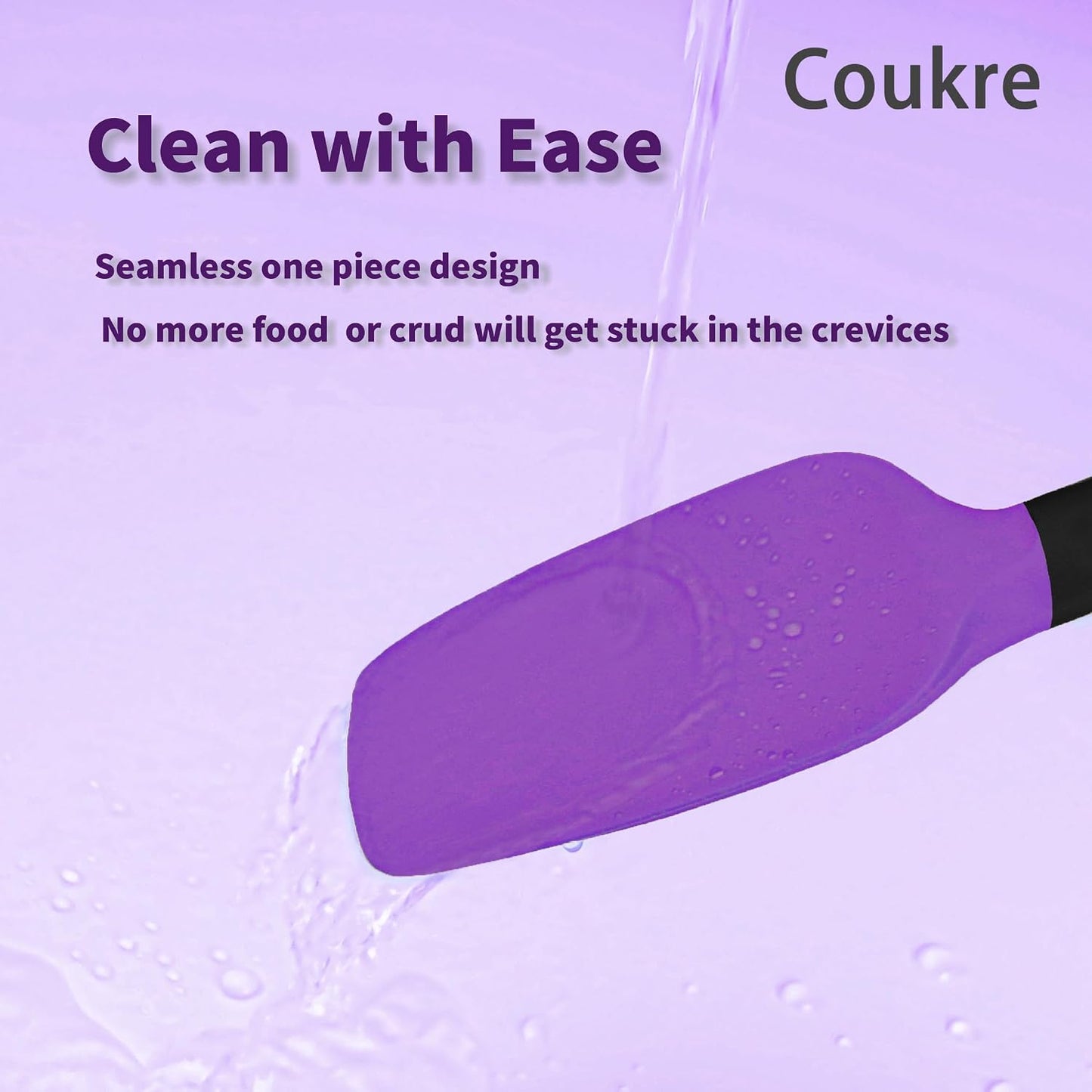 Coukre Silicone Spatula Set of 5,High Temperature Resistant, Food Grade Silicone, Dishwasher Safe, for Baking, Cooking (Aqua Green)