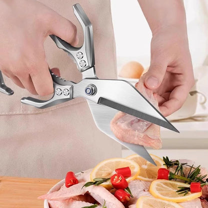 Multifunctional Heavy-Duty Kitchen Shears, Stainless Steel Kitchen Scissors for Food, Poultry Shears, Poultry, Meat, Seafood, Bone Cutting, Dishwasher Safe Ergonomic Handle (Sliver)