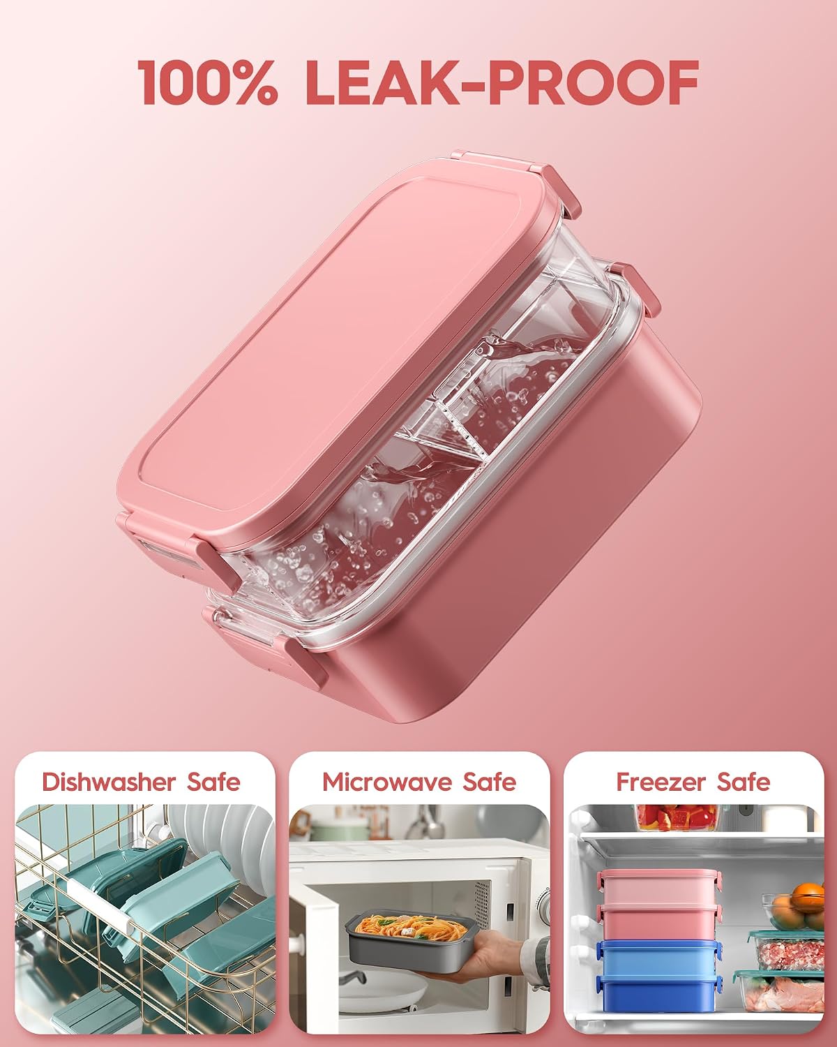 KEMETHY Adults Bento Lunch Box Set with Thermo Bag, 74oz Stackable Leak-proof 3-tiers Bento Box, Built-in Utensil and Sauce Container for Work, School, Dining Out (Gray)