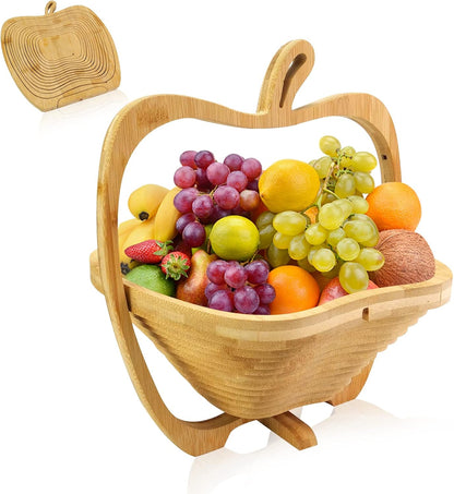 MYOSOTIS Foldable Fruit Basket Collapsible Bamboo Fruit and Veggie Basket Fruit Bowl Holder and Dried Fruit Basket For Holiday Party (Duck)