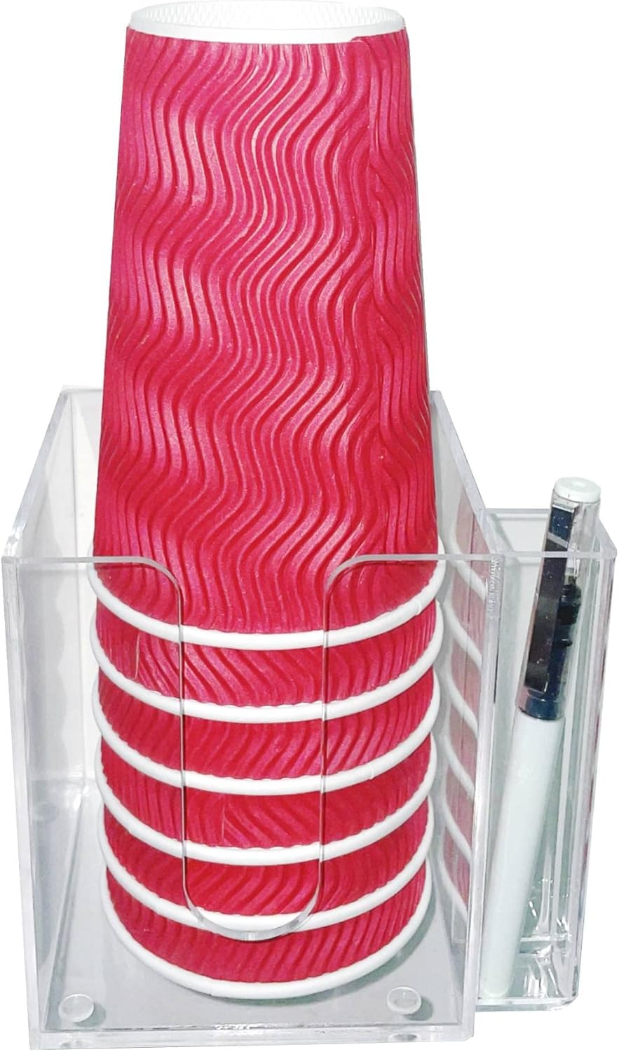 YeeBeny Cup Holder with Marker Slot, Acrylic Party Cup Organizer Storage Party Cup Dispenser Cup Mark Your Cup, Single Cup Dispenser, Disposable Cup Dispenser, Perfect for Any Occasion
