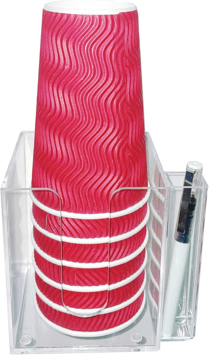 YeeBeny Cup Holder with Marker Slot, Acrylic Party Cup Organizer Storage Party Cup Dispenser Cup Mark Your Cup, Single Cup Dispenser, Disposable Cup Dispenser, Perfect for Any Occasion