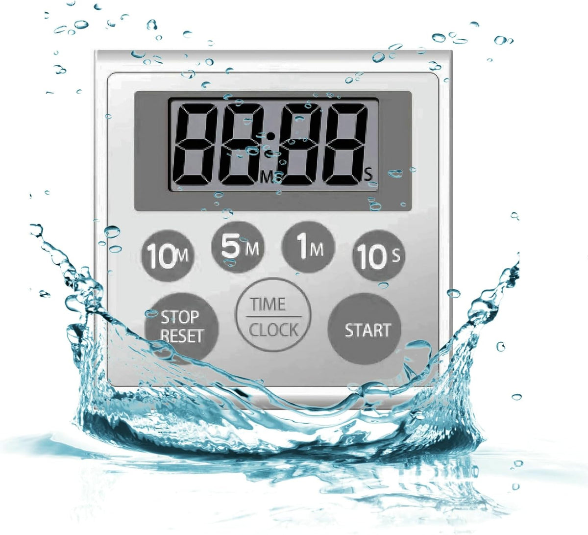 Digital Timer Waterproof Shower Timer Shower Clock Bathroom Kitchen Timer with Strong Magnet and Large LCD Display (Waterproof 7 Key)