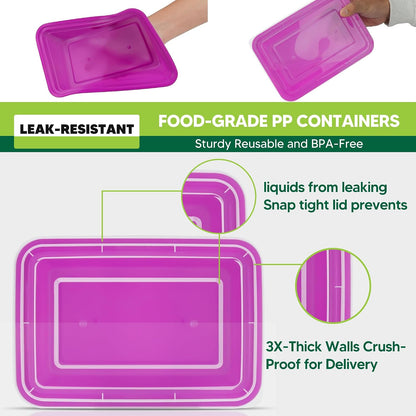 50 Pack Meal Prep Containers with Lids 38oz - BPA-Free, Reusable, Leakproof Food Storage Containers - Microwave/Dishwasher/Freezer Safe, To Go Take Out Plastic Food Storage Pans(Blue)