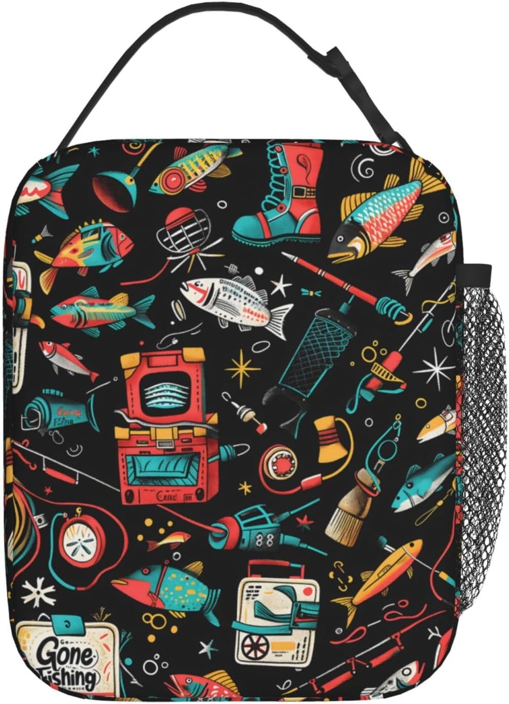 Reusable Sea Otter and Water Lily Lunch Box for Kids Girls Boys Women Adult, Insulated Cute Lunch Bag,Polyester Cooler Handbags Case for School Picnic Work Travel Outdoor Beach or Hiking