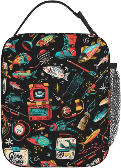 Reusable Sea Otter and Water Lily Lunch Box for Kids Girls Boys Women Adult, Insulated Cute Lunch Bag,Polyester Cooler Handbags Case for School Picnic Work Travel Outdoor Beach or Hiking