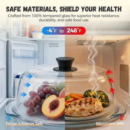Glass Microwave Splatter Cover for Food with Silicone Trivet
