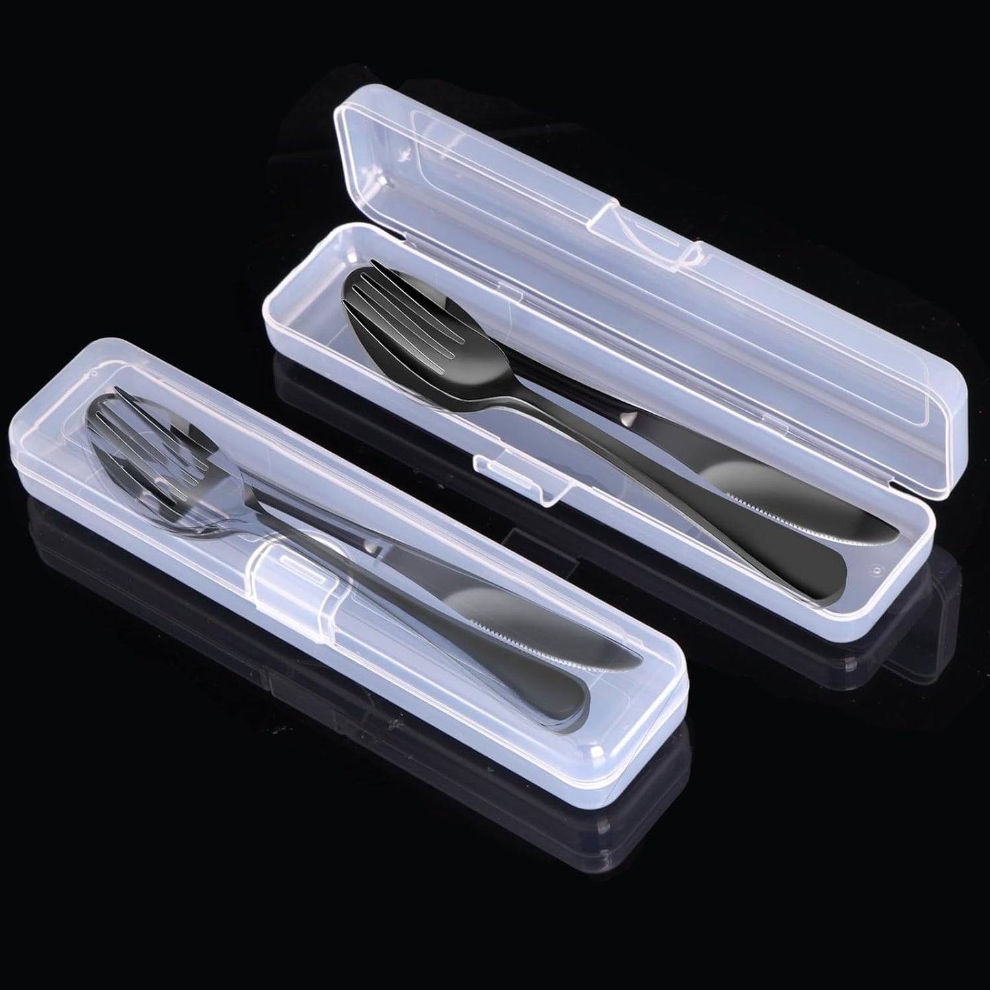 Travel Utensils With Case, Stainless Steel Reusable Portable Utensils Set With Case, Lengnoyp Travel Silverware Set