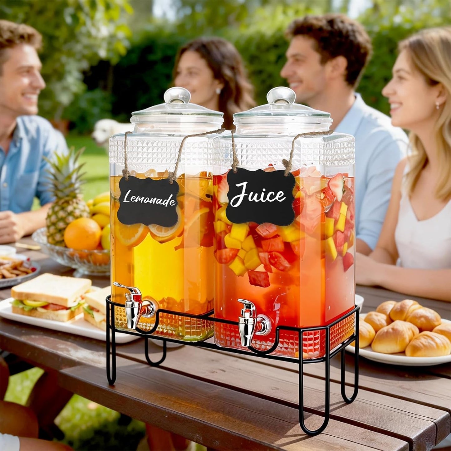 2 Gallon Glass Drink Dispensers For Parties，Lemonade Beverage Dispenser With Stand And Spigot For BBQ, Picnic, Party,Laundry Detergent Dispenser