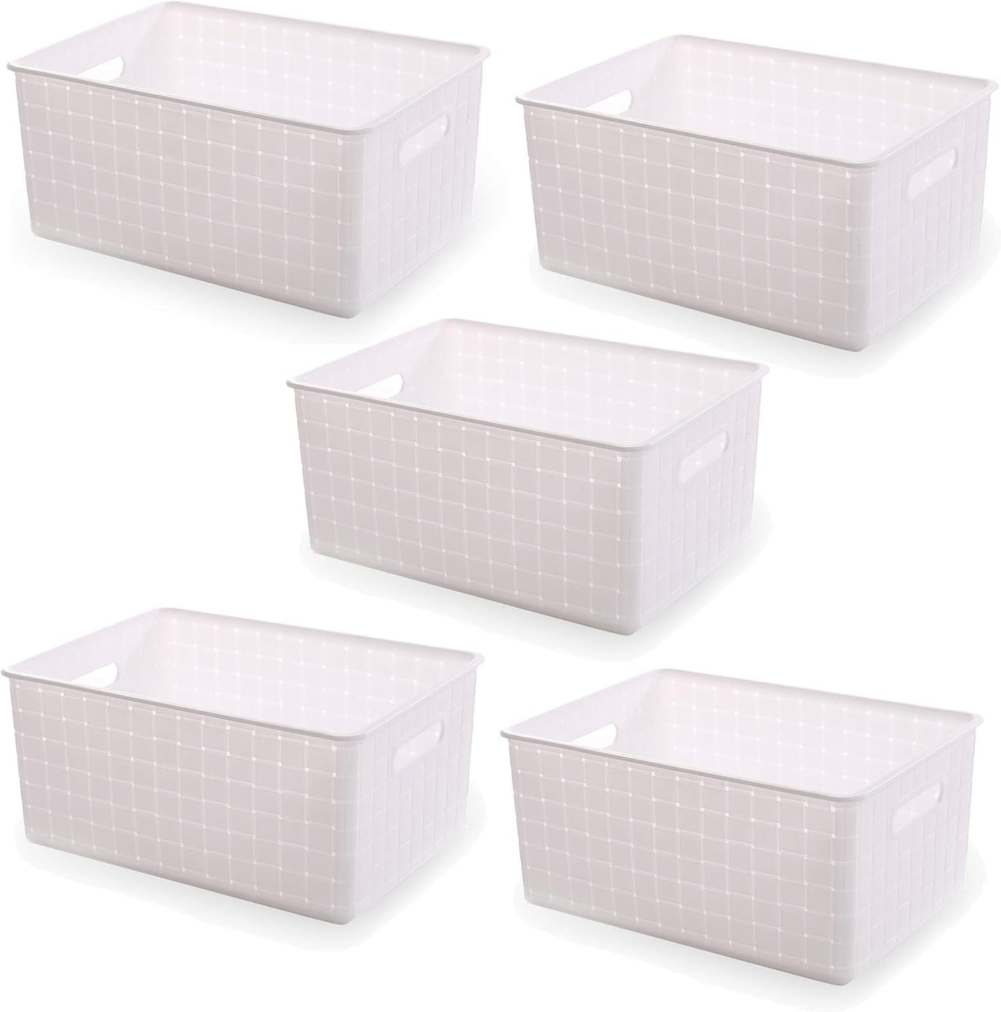 BINO | Plastic Storage Baskets Large - Black | THE STABLE COLLECTION | Multi-Use Storage | Rectangular Cabinet Organizer | Baskets For Organizing with Handles | Home Office Organization and Storage