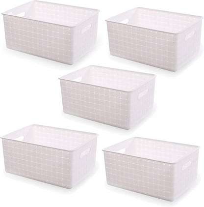 BINO | Plastic Storage Baskets Large - Black | THE STABLE COLLECTION | Multi-Use Storage | Rectangular Cabinet Organizer | Baskets For Organizing with Handles | Home Office Organization and Storage