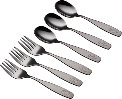 ANNOVA Kids Silverware Children's Safe Flatware Set Stainless Steel - Children Forks, Children Tablespoons, Toddler Utensils, Metal Cutlery Set for LunchBox (Rainbow, 6)