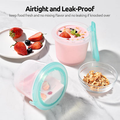 U-Taste Silicone Food Storage Containers Set: Meal Prep Box with Airtight Lid, Freezer & Microwave Safe, Date Marking Circle, Clear cup/oz/ml Measurement for Dry & Wet Deli -2oz/4oz/8oz/16oz, Aqua Sky