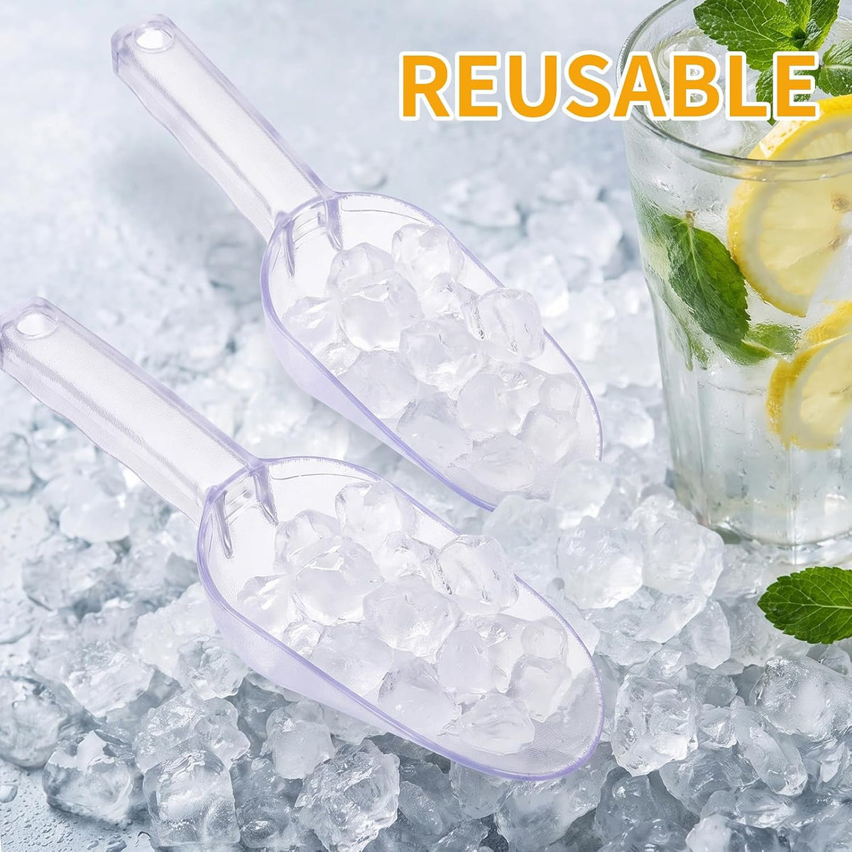 12 oz Plastic Ice Scoop for Freezer, Ice Scoop with Ergonomic Handle