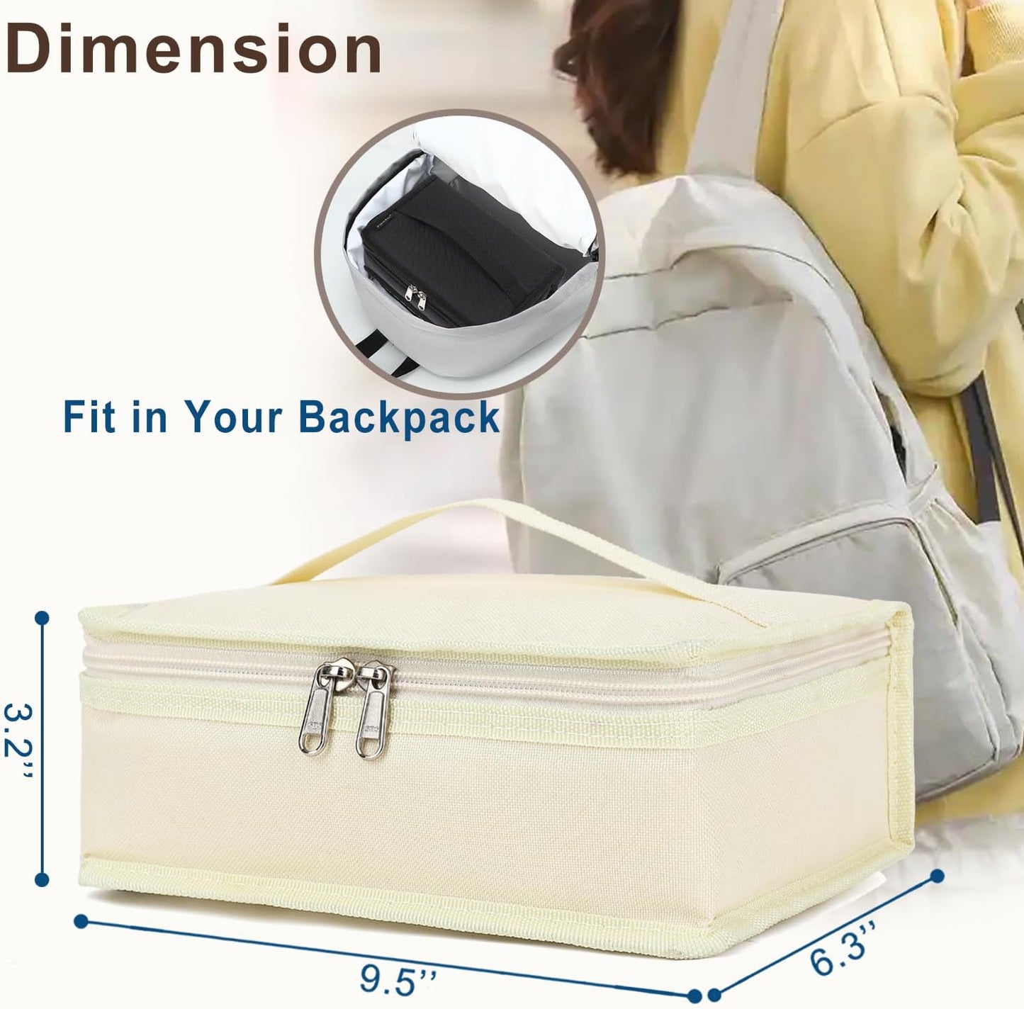 FlowFly Small Insulated Lunch box Portable Soft Bag Mini Cooler Thermal Meal Tote Kit with Handle for Work & School, Black