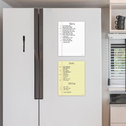 Magnetic Dry Erase Board - 8.5”x11” Dry Erase Whiteboard in 3 Colors - Reusable Blank Whiteboard for Fridge – 6 Dry Erase Markers Included