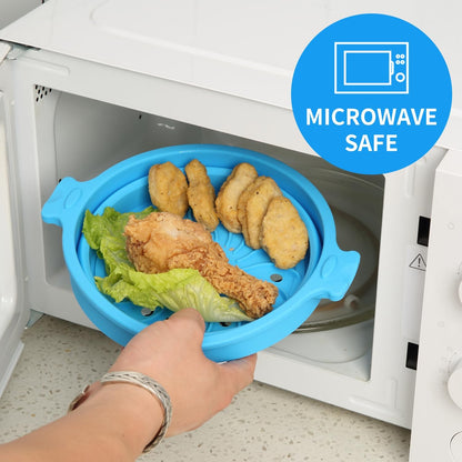 2 Set 27oz and 47oz Collapsible Silicone Microwave Vegetable Steamer Cooker