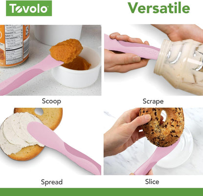 Tovolo Mini Scoop & Spread Tool for Kitchen Meal Prep Small Sandwich Spreader Spatula for Peanut Butter Jelly, Silicone BPA Free Dishwasher Safe Scooper Spreader, Aqua Seafoam Green