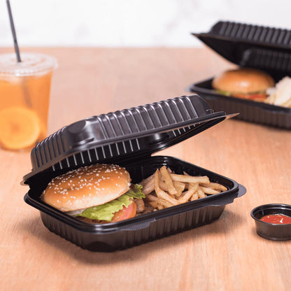 Karat FP-HC99PP-3CU 9"X 9" PP Hinged Containers 3 Compartment - (Case of 200)