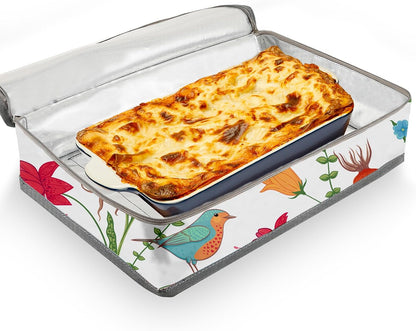 Insulated Casserole Carrier Fits Pioneer Woman Kitchen Stuff & 9x13 Baking Dish, Large Lasagna Lugger Tote, Leakproof Thermal Food Warmer Bag for Potluck, Picnic, Travel, Hot/Cold Food & Mom Gifts