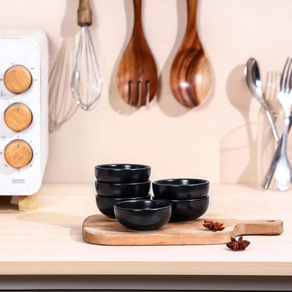 Selamica Ceramic 2.6 OZ Soy Sauce Dish, Set of 6, Matte Black