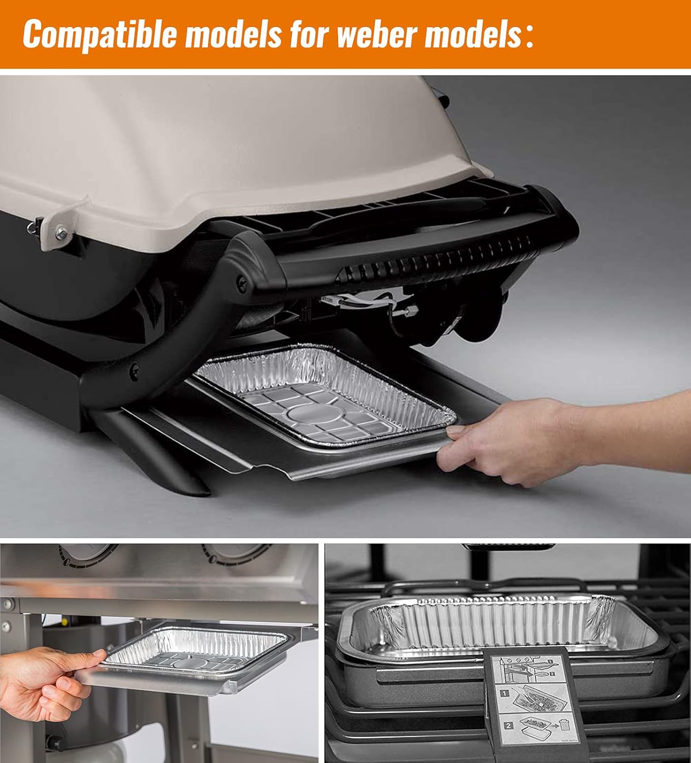 NUPICK 20 Pack 6415 Drip Pans Compatible for Weber Spirit Series, Genesis Series, Q Series Grills, Disposable Aluminum Foil Grease Trays, 8.5" x 6"