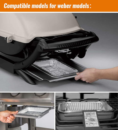 NUPICK 20 Pack 6415 Drip Pans Compatible for Weber Spirit Series, Genesis Series, Q Series Grills, Disposable Aluminum Foil Grease Trays, 8.5" x 6"